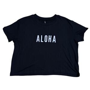 Frankie Jean Aloha Cropped Tee Black Large